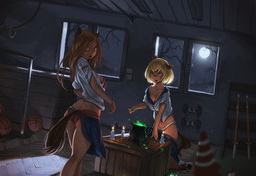 basketball blonde_hair blue_eyes breasts brown_eyes brown_hair butt butt_pose candle cauldron clothed clothing detailed_background duo female hair moon night open_mouth panties plant pose ritual standing surprised torn_clothing transformation tree underwear undressing weights fruitbloodmilkshake animal_humanoid equid equid_humanoid equine equine_humanoid humanoid mammal mammal_humanoid werecreature wereequine werehorse 2014 absurd_res hi_res