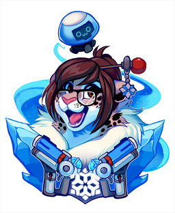 :3 alternate_species ambiguous_gender anthro brown_body brown_eyes brown_fur brown_hair clothed clothing duo eyewear female female_focus fur furrification glasses hair happy machine open_:3 open_mouth owo pink_nose solo_focus spots tongue white_body white_fur aycee blizzard_entertainment overwatch mei_(overwatch) snowball_(overwatch) felid mammal pantherine robot snow_leopard 2017 blue_theme bust_portrait digital_media_(artwork) portrait shaded