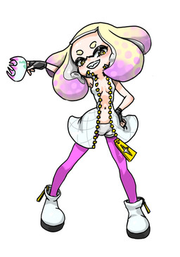 bottomwear breasts clothed clothing crown female footwear grin hand_on_hip headgear legwear looking_at_viewer not_furry open_clothing open_shirt open_topwear pseudo_hair shirt shoes shorts simple_background small_breasts smile solo tentacle_hair tentacles tights topwear white_background koharuno2 nintendo splatoon pearl_(splatoon) aquatic cephalopod humanoid inkling mollusk hi_res sketch