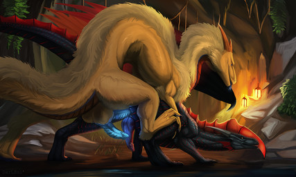 2_penises anal anal_penetration balls black_body black_scales blue_knot blue_penis brown_body brown_fur brown_scales claws duo erection feral feral_on_feral feral_penetrated feral_penetrating feral_penetrating_feral finger_claws fur genitals glowing glowing_genitalia glowing_penis knot long_neck male male/male male_penetrated male_penetrating male_penetrating_male multi_genitalia multi_penis penetration penis pink_knot pink_penis scales sex tail toe_claws darlsol' mythology crimson_(ironnidheg) dragon furred_dragon furred_scalie mythological_creature mythological_scalie scalie hi_res shaded