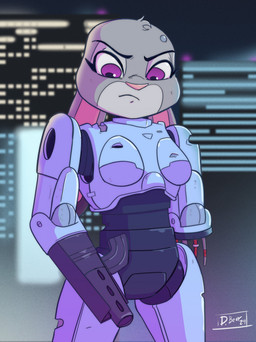 angry anthro breasts building city cybernetics ears_down female frown fur grey_body grey_fur gun_arm looking_down machine metallic_body multicolored_body multicolored_fur night pink_nose pivoted_ears purple_eyes rabbit_ears severed_arm severed_body_part severed_limb solo two_tone_body two_tone_fur weapon_arm white_body white_fur white_sclera pandaz09 disney robocop_(franchise) zootopia judy_hopps cyborg european_rabbit lagomorph leporid mammal oryctolagus rabbit 2024 crossover digital_drawing_(artwork) digital_media_(artwork) hi_res