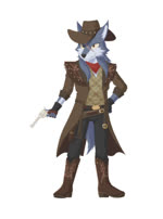 anthro biped blue_body blue_fur clothed clothing fully_clothed fur gun handgun holding_gun holding_object holding_ranged_weapon holding_weapon looking_at_viewer male one_eye_closed ranged_weapon revolver scar simple_background solo standing weapon western white_background wink ninja_fiction desperado_lobo canid canine mammal 2016 2d_animation animated digital_media_(artwork) loop motion_tweening no_sound short_playtime spine_(artwork) webm