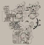 anthro belly big_belly breasts female furniture overweight solo stuffing table text sixsidesofmyhead animal_crossing nintendo isabelle_(animal_crossing) canid canine canis domestic_dog mammal 2023