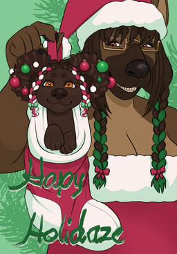 accessory anthro bow_ribbon braided_hair christmas_clothing christmas_decorations christmas_headwear clothing duo female hair hair_accessory hat headgear headwear holidays santa_hat young breadbitch420 christmas katie_(breadbitch420) phoebe_(breadbitch420) canid canine canis domestic_dog german_shepherd herding_dog mammal pastoral_dog poodle hi_res trans_(lore) trans_woman_(lore)