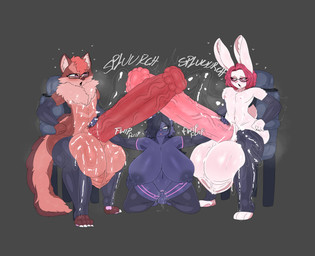 animal_genitalia animal_penis anthro arm_warmers armwear balls big_balls big_breasts big_butt big_penis blush bodily_fluids breasts brown_body brown_fur bukkake butt chair clothing cum equine_genitalia equine_penis excessive_genital_fluids excessive_precum eyewear female fur furniture genital_fluids genitals glasses group hair heart_symbol huge_balls huge_breasts huge_butt huge_penis hyper hyper_genitalia hyper_penis leaking_precum legwear long_ears male male/female male/male masturbation messy open_mouth penile penile_masturbation penis pink_eyes precum purple_body purple_fur purple_hair rectangular_glasses red_hair red_penis round_glasses scrotum_flap thick_thighs thigh_highs trio vaginal_fluids vein veiny_penis white_body white_fur slinkmayker chips_savacha katie_kamiya ozzy_the_rabbit domestic_cat domestic_ferret felid feline felis hybrid lagomorph leporid mammal mustelid musteline rabbit stoat true_musteline weasel absurd_res hi_res