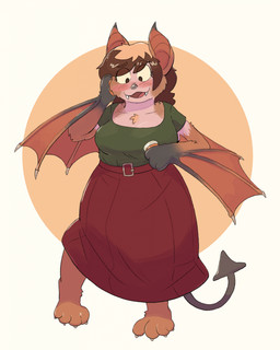 4_toes anthro barefoot blush brown_body brown_eyes brown_fur brown_hair chest_tuft claws clothed clothing digitigrade dress fangs feet female fur hair handpaw pawpads paws pill_bottle pink_pawpads solo species_transformation tail teeth toe_claws toes transformation tuft wings dondedun bat mammal hi_res