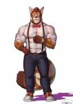 anthro fur male muscular muscular_anthro muscular_male solo husky_(artist) koreanhusky ailurid mammal red_panda absurd_res hi_res