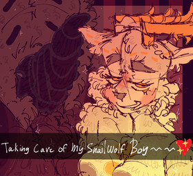 anthro balls duo erection female female_focus genitals male male/female nude penis solo_focus text fireythewolf newgrounds firey_(fireythewolf) canid canine canis deer gastropod mammal mollusk snail wolf english_text hi_res nonbinary_(lore)
