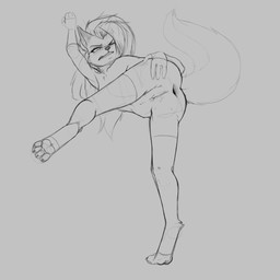 anthro anus breasts butt clenched_teeth feet female fingers fur gaping gaping_anus genitals hair half-closed_eyes narrowed_eyes nude on_one_leg one_eye_closed pawpads simple_background solo spread_legs spreading standing tail teeth toes vulva white_background theunnoticedone hellaverse helluva_boss mythology loona_(helluva_boss) canid canid_demon canine demon hellhound mammal mythological_canine mythological_creature 1:1 absurd_res digital_media_(artwork) guide_lines hi_res monochrome sketch