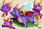 cloud day duo feral horn male membrane_(anatomy) membranous_wings open_mouth open_smile purple_eyes smile tail teeth wings artisyone activision mythology spyro_the_dragon sparx spyro arthropod dragon dragonfly insect mythological_creature mythological_scalie scalie 2021 signature