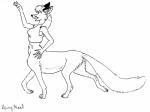 2016 4:3 5_fingers bottomless breasts canid canid_taur canine canine_taur claws clothed clothing fangs female fingers fluffy fluffy_tail fox fox_taur hair henryweasel mammal mammal_taur monochrome open_mouth signature solo tail taur teeth toony walking