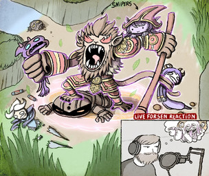 5_fingers 5_toes ambiguous_gender angry anthro arm_spreader armor asphyxiation beard biped black_clothing black_nails black_shirt black_toenails black_topwear blade_leg blue_eyes bound broken_legs brown_beard brown_facial_hair brown_hair brown_mane brown_mustache choking cliff closed_smile clothing colored_nails decapitation defeated directional_arrow distracted distracted_gaming dot_eyes electronics empty_eyes facial_hair fangs fangs_bared fantasizing feet female female_human female_humanoid fight fingers fire_eyes flaming_eyes foot_focus fur grey_background group hair hands_tied hat headgear headphones headset headwear high-angle_view holding_another holding_object holding_staff holding_with_tail humanoid_pointy_ears inside limp limp_arms livestream male male_anthro male_human mane medium_hair microphone mouth_closed mustache nails navel neck_grab neutral_expression on_ground outside pill_bottle pink_hair pink_nails pink_toenails plant pointy_ears prehensile_tail purple_aura purple_body purple_hair purple_skin reaction_shot restraints riding_on_back sad screaming sharp_teeth shirt shitpost shrub simple_background simple_eyes slim_anthro slim_female slim_human slim_humanoid slim_male smile solo spreader_bar staff step_pose stepping_on_another tail tan_body tan_fur teeth text toenails toes tongue tongue_out topwear white_eyes white_hair wrinkled_feet wrinkles yellow_eyes yoke_(restraint) 2pfrog league_of_legends live_tucker_reaction ozempic riot_games tencent briar_(lol) forsen_(twitch) lulu_(lol) wukong_(lol) deity haplorhine human humanoid mammal monkey primate species_request vampire 2026 bust_portrait character_request digital_drawing_(artwork) digital_media_(artwork) english_description english_text full-length_portrait hi_res meme picture_in_picture portrait