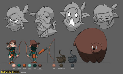 2_toes 5_fingers ambiguous_feral ambiguous_gender angry annoyed armor arrow_(weapon) back_stripes beady_eyes black_eyes black_stripes bottomwear bow_(weapon) braided_hair brown_body brown_bottomwear brown_clothing brown_footwear brown_fur brown_hair brown_shoes brown_skirt brown_tail cheek_scar closed_frown closed_smile clothed clothed_female clothed_humanoid clothing duo expressions eyelashes facial_scar featureless_legs feet female female_feral female_humanoid feral fingers fist footwear frown frowning_at_another fully_clothed fully_clothed_female fully_clothed_humanoid fur green_bottomwear green_clothing green_pants green_shirt green_topwear grey_background grey_body grey_fur grey_hair grey_scarf grey_tail hair holding_another holding_bow_(weapon) holding_object holding_ranged_weapon holding_weapon humanoid_pointy_ears larger_female larger_feral larger_humanoid light looking_at_another looking_up markings mouth_closed nude nude_female one_eye_closed open_frown open_mouth pants pauldron pink_nose pink_scar pointy_ears ponytail quadruped quiver_(object) ranged_weapon scar scared scarf shirt shoes simple_background size_difference size_transformation skirt smaller_ambiguous smaller_feral smile striped_markings striped_tail stripes tail tail_markings tan_body tan_skin teeth text thin_eyebrows toes topwear transformation weapon inkarat_mittongtare dungeons_and_dragons hasbro oxventure wizards_of_the_coast merilwen simon_the_wildcat bear brown_bear domestic_cat elf felid feline felis humanoid mammal ursine wood_elf 2019 5:3 absurd_res adobe_photoshop_(artwork) cel_shading character_name colored digital_drawing_(artwork) digital_media_(artwork) english_description english_text hi_res lighting model_sheet shaded male_(lore)