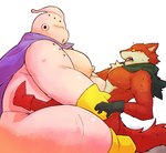 absurd_res alien anal anthro basil_(dragon_ball) belly blush canid canine canis chiro_(artist) dragon_ball dragon_ball_super dragon_ball_z duo fur hi_res majin majin_buu male male/male male_penetrated male_penetrating male_penetrating_male mammal moobs nipples overweight penetration red_body red_fur sex wolf