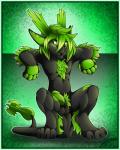 animal_genitalia anthro balls biped black_body black_fur border chest_tuft claws crouching digitigrade erection fur genitals glowing green_body green_border green_eyes green_fur green_hair green_penis hair hairy half-erect horn long_ears looking_at_viewer male nipples nude penile_spines penis ponytail pubes scales sheath simple_background smile solo tail tattoo tongue tuft gard3r mythology lucky_kwanger dragon mythological_creature mythological_scalie northern_dragon scalie 2015 4:5 absurd_res hi_res smaller_version_at_source