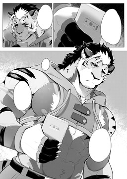 abs anthro barazoku cellphone clothing electronics male muscular muscular_male navel phone smartphone solo standing sollyz tuez_(sollyz) felid mammal pantherine tiger 2020 comic monochrome
