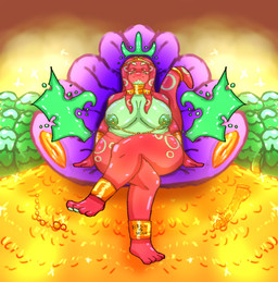accessory anthro belly big_breasts big_butt breasts butt chair coin crossed_legs dildo dominant dominant_female egg female furniture gold_(metal) gold_coin jewelry looking_at_viewer looking_down looking_down_at_viewer nipple_piercing nipples overweight overweight_female pawpads piercing queen royalty seducing_viewer sex_toy sitting slime solo tentacles thick_thighs throne treasure wings bell_zabella mythology venena_(bell_zabella) amphibian demon dragon hybrid mythological_creature mythological_scalie salamander scalie digital_media_(artwork) hi_res