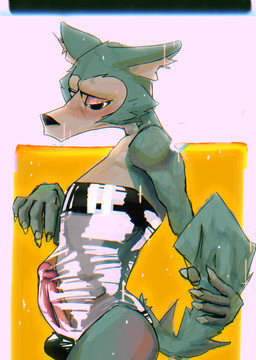 animal_nose anthro bedroom_eyes blush bodily_fluids body_fur claws clothing colored_sclera erection erection_under_clothing flattened_ears from_side genitals half-closed_eyes looking_at_viewer male narrowed_eyes nose_blush one-piece_swimsuit penis seductive snout solo standing strapless_one-piece_swimsuit sweat swimwear tail tail_grab translucent translucent_clothing translucent_swimwear wet largedrat beastars gris_swimsuit meme_clothing legoshi_(beastars) canid canine mammal 2021 chromatic_aberration hi_res meme portrait three-quarter_portrait