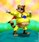 anthro belly captain_rescue clothing male overweight overweight_anthro overweight_male solo yellow_clothing drjavi adventures_of_sonic_the_hedgehog sega sonic_the_hedgehog_(series) captain_rescue_(character) mammal procyonid raccoon