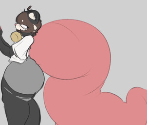 anthro armwear bell bell_collar big_butt big_tail black_armwear black_clothing black_collar black_ears black_footwear black_legwear black_socks black_thigh_highs black_thigh_socks brown_hair butt clothing collar expansion expansion_sound_effect eyes_closing femboy footwear grey_body hair huge_butt huge_tail huge_thighs hyper hyper_tail legwear long_tail male no_shading pink_hands pink_nose pink_tail shirt simple_background socks solo tail tail_expansion thick_tail thick_thighs thigh_highs thigh_socks thin_tail topwear torn_clothing torn_footwear torn_socks torn_thigh_highs white_clothing white_shirt white_topwear serven serven_(character) american_opossum mammal marsupial virginia_opossum animated hi_res short_playtime signature sound video