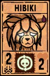 anthro bone card female glowing glowing_eyes hair heart_symbol paper skull solo lunarium inscryption hibi_(kamikas) ailurid mammal red_panda