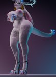 anthro arm_under_breasts aroused bell big_breasts big_butt big_ears big_nipples big_tail blue_claws blue_toe_claws breasts butt claws clothing crystal curvy_anthro digitigrade digitigrade_footwear digitigrade_heels female female_anthro floppy_ears footwear furgonomic_footwear furgonomics gradient_background hair halo high_heels inverted_nipples legwear long_claws long_ears lop_ears mostly_nude_anthro mostly_nude_female navel nipples shoes simple_background snout solo standing stockings tail thick_thighs thigh_highs toe_claws torn_clothing torn_legwear white_body white_hair norkanimations atlyss angela_flux kubold_(atlyss) 2025 3d_(artwork) digital_media_(artwork) english_description full-length_portrait hi_res portrait