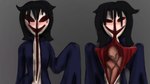 black_hair blue_clothing clothing duo female hair male male/female nightmare_fuel supernatural unconscious vore 10grimmm10 ghost human humanoid mammal spirit absurd_res hi_res