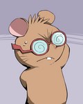 anthro biped bodily_fluids brown_body eyewear glasses simple_background solo sweat s_meso gamba_no_bouken gamba_no_bouken_(series) gakusha mammal mouse murid murine rodent 2014