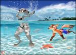 3_toes anthro asterozoan barefoot beach bikini biped black_bars black_nose breasts canid canine chest_tuft clothed clothing cloud detailed_background dipstick_ears dipstick_tail disney ear_markings echinoderm feet female fish fox fur gloves_(marking) green_eyes grey_body grey_fur group inner_ear_fluff judy_hopps lagomorph leg_markings leporid letterbox link6432 male mammal marine markings multicolored_body multicolored_ears multicolored_fur multicolored_tail navel nick_wilde orange_body orange_fur outside partially_submerged patreon patreon_logo pink_nose plant purple_eyes rabbit red_fox sand scut_tail sea seashell seaside shell short_tail sky small_breasts smile socks_(marking) standing starfish swimming swimming_trunks swimwear tail tail_markings text thick_thighs toes topless tree true_fox tuft two_tone_body two_tone_fur underwater url water waterline_view wet wet_body wet_fur wide_hips zootopia