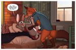 2017 anthro anthro_on_anthro balls bedding blanket bodily_fluids bottomless canid canine clock clothed clothing countershading cum cum_drip cum_in_pussy cum_inside digital_media_(artwork) disney doll dripping duo english_text erection female female_penetrated fox genital_fluids genitals hi_res interspecies judy_hopps lagomorph leporid licking licking_lips lounging lying male male/female male_penetrating male_penetrating_female mammal meesh nick_wilde no_underwear on_back penetration penile penile_penetration penis penis_in_pussy pillow platform_sex predator/prey rabbit reclined_table_lotus reclining red_fox self_lick sex shirt standing standing_sex text tongue tongue_out topwear true_fox url vaginal vaginal_penetration window zootopia