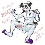 after_masturbation after_sex anthro black_body black_fur black_spots blush bodily_fluids caught_in_the_act cum embarrassed feet fur genital_fluids genitals holidays humanoid_genitalia humanoid_penis humor joke male markings pawpads penis pubes purple_pawpads solo spots spotted_body spotted_fur surprise text toes white_body white_fur fisis no_nut_november dogbert canid canine canis dalmatian domestic_dog mammal 1:1 hi_res meme