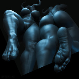 1_horn 2_horns big_breasts big_butt black_background black_body black_horn black_nails black_toenails breasts butt colored_nails duo eyeless feet female foot_focus front_view genitals horn huge_breasts huge_butt humanoid_feet low-angle_view nails navel nude open_mouth plantigrade rear_view sharp_teeth simple_background teeth thick_thighs toenails toes tongue tongue_out vulva wide_hips sandreiio demon demon_humanoid horned_humanoid humanoid 1:1 3d_(artwork) digital_media_(artwork) hi_res