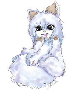 anthro blue_body blue_fur blue_hair ejaculation female fur genitals hair liquid pawpads paws piercing purple_body purple_fur purple_hair raised_paw simple_background solo tail tongue tongue_out vulva white_background white_body white_fur white_hair fetvxsyo domestic_cat felid feline felis mammal hi_res