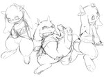 angry annoyed bottomless butt clothed clothing facial_scar female genitals navel paws pussy scar solo spread_legs spreading sweater tail topwear umixign cave_story sue_sakamoto lagomorph mammal mimiga 4:3 hi_res monochrome sketch