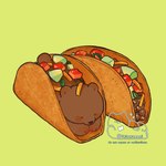 black_nose brown_body chibi eyes_closed feral food green_background lying micro simple_background solo taco shirokumani bear mammal 1:1 2021 hi_res