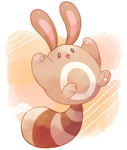 3_fingers 3_toes abstract_background ambiguous_gender brown_body brown_ears brown_eyes brown_markings brown_stripes brown_tail circle_(marking) feet feral fingers markings multicolored_body open_mouth open_smile pawpads paws pink_inner_ear pink_pawpads raised_arms smile solo standing_on_tail striped_markings striped_tail stripes tail tail_markings toes white_body white_markings michi_runi nintendo pokemon generation_2_pokemon mammal pokemon_(species) sentret digital_media_(artwork) unavailable_at_source