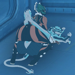 alternate_form anvil_position duo female female/female from_front_position genitals legs_up looking_at_viewer lying not_furry on_back selfcest sex square_crossover vulva komissar_bav digital_extremes tencent warframe valkyr_(warframe) valkyr_gersemi alien tenno 2015