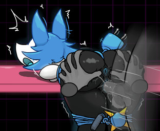 5_fingers anthro anus arms_tied balls bdsm bent_over blue_hair blue_vulva bodily_fluids bondage bound breasts butt butt_grab clothing disembodied_penis dominant dominant_male duo electrical_plug female fingers floating_hands forced from_behind_position fully_bound furniture genital_fluids genitals grey_balls grey_body grey_penis hair hand_on_butt hands_behind_back legs_tied legs_together lying machine male male/female on_front open_mouth penetration penis platform_standing_doggystyle rear_view sex shaking simple_background snout solo_focus spread_butt spreading standing_doggystyle submissive submissive_female sweat table thrusting trembling vaginal vaginal_penetration vulva weapon whip white_body anonymous_artist deltarune undertale_(series) tasque_manager darkner robot