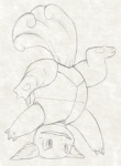 2015 blush feathered_wings feathers female feral generation_1_pokemon genitals graphite_(artwork) greyscale head_wings monochrome nintendo open_mouth pencil_(artwork) pokemon pokemon_(species) pussy reptile scalie shell simple_background sketch smile solo traditional_media_(artwork) upside_down wartortle white_background wings yaroul