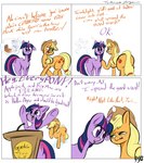 4-panel autism bean bean_(legume) dialogue duo female feral food fruit horn implied_incest legume mental_illness milk milk_carton orange_body plant purple_body quadruped silly vulgar vulgarity gloryworm friendship_is_magic hasbro my_little_pony mythology applejack_(mlp) twilight_sparkle_(mlp) earth_pony equid equine horse mammal mythological_creature mythological_equine pony unicorn absurd_res comic hi_res