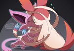absurd_res ambiguous_gender blush bodily_fluids bound draining duo eeveelution energy_drain espeon eyes_closed feral forced forced_kiss generation_2_pokemon generation_6_pokemon hi_res khaki_leaf kissing nintendo pokemon pokemon_(species) questionable_consent sylveon tears
