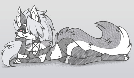 anthro breasts cleavage clothed clothing female solo bluestripedrenulian hazbin_hotel hellaverse helluva_boss mythology loona_(helluva_boss) canid canid_demon canine canis demon hellhound mammal mythological_canine mythological_creature wolf absurd_res hi_res