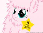 eyelashes female feral fluffy fur pink_body pink_fur simple_background smile solo text white_background mixermike622 hasbro my_little_pony fan_character fluffle_puff earth_pony equid equine horse mammal pony 2014 english_text