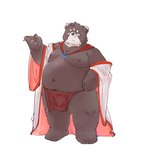 anthro asian_clothing belly big_belly black_nose brown_body clothing east_asian_clothing fundoshi humanoid_hands japanese_clothing kemono male moobs navel nipples overweight overweight_male red_clothing red_fundoshi red_underwear simple_background solo underwear white_background yimingsama bear mammal 2024