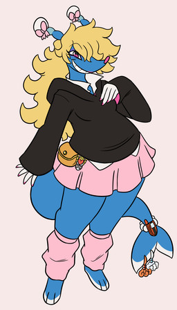 3_toes accessory anthro bag black_clothing black_hoodie black_topwear blonde_hair blue_body blue_tail bottomwear bow_ribbon breasts cellphone clothing colored_nails ear_accessory electronics eyebrow_through_hair eyebrows eyeliner eyeshadow feet female flip_phone furgonomics gem hair hoodie jewelry leg_warmers legwear lipstick long_hair looking_at_viewer makeup messy_hair nails necklace pearl_(gem) pearl_necklace phone pink_bottomwear pink_bow pink_clothing pink_eyes pink_leg_warmers pink_legwear pink_nails pink_nose pink_skirt satchel shirt simple_background skirt smile solo tail tail_accessory teeth toes topwear translucent translucent_hair undershirt white_sclera nerdyreindeer nintendo pokemon aquatic brionne generation_7_pokemon mammal pinniped pokemon_(species) 2026 4:7 hi_res