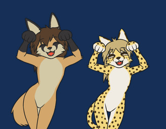 4_fingers ambiguous_gender anthro biped countershade_face countershade_torso countershading dancing dipstick_tail duo eyes_closed facial_markings female fingers fur gloves_(marking) hair head_markings leg_markings markings multicolored_body multicolored_fur nude open_mouth orange_body orange_fur pawpads paws simple_background smile spots spotted_body spotted_fur standing tail tail_markings tear_(marking) teeth tongue two_tone_body two_tone_fur white_body white_fur yellow_body yellow_fur dawnlux caramelldansen arvo_soborov dawn_(dawnlux) blanford's_fox canid canine cheetah felid feline fox mammal true_fox 2d_animation animated digital_media_(artwork) frame_by_frame meme