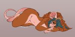 anthro barbell_piercing ear_piercing facial_piercing female freckles highlights_(coloring) lip_piercing looking_at_viewer lying nude piercing pose simple_background solo tasteful_nudity mocha-wing mammal murid rodent pinup