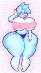 balloon big_breasts breasts clothing female inflatable nipples simple_background solo thick_thighs wide_hips abunbot canid canine canis mammal wolf absurd_res digital_media_(artwork) hi_res male_(lore)