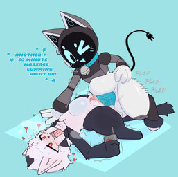 abdominal_bulge anthro anthro_on_anthro anthro_penetrated anthro_penetrating anthro_penetrating_anthro anthrofied bell bell_collar blush collar controller duo electrical_plug_tail female female_penetrated from_front_position genitals looking_pleasured machine male male/female male_penetrating male_penetrating_female penetration penile penile_penetration penis penis_in_vagina red_eyes remote_control remote_controlled robophilia sex sound_effects tail text vaginal vaginal_penetration vulva white_body defunctumbra chip_(ch1p_set_ad) umbra_(defunctumbra) domestic_cat felid feline felis mammal robot robot_anthro absurd_res english_text hi_res