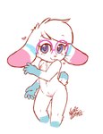 5_fingers anthro blue_eyes blush blush_lines body_blush cheek_tuft chest_tuft ear_markings eyewear eyewear_only facial_tuft female female_anthro fingers flat_chested floppy_ears fur genitals glasses glasses_only gloves_(marking) hair heart_pupils heart_symbol leg_markings lgbt_pride looking_at_viewer lop_ears markings navel nipples nude nude_anthro nude_female pink_nose pride_colors pussy pussy_blush scut_tail short_tail simple_background smile smiling_at_viewer socks_(marking) solo standing tail text transgender_pride_colors tuft wearing_glasses white_body white_fur white_hair young young_anthro young_female nekostar cotton_(comfytail) lagomorph leporid mammal rabbit 2021 artist_name dated digital_drawing_(artwork) digital_media_(artwork) flat_colors hi_res portrait signature three-quarter_portrait trans_(lore)